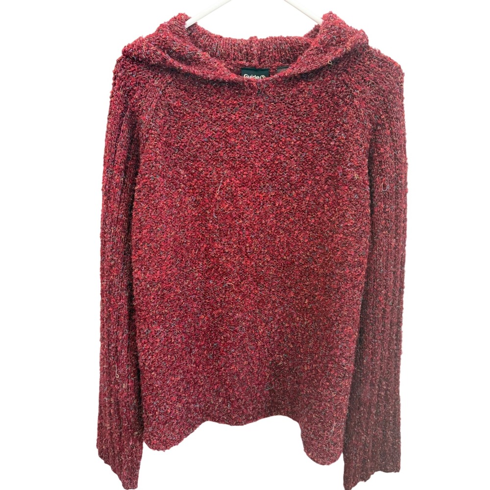 Guide Series Women's 2XL Marled Red Boucle Knit Pullover Hoodie Sweater RN 85856